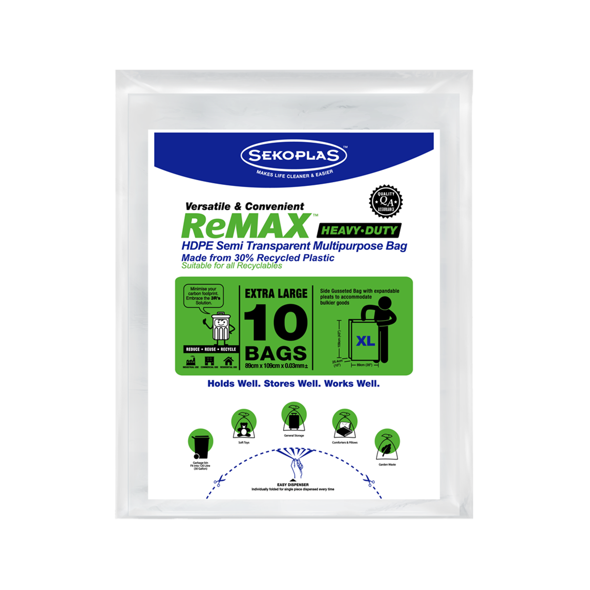 ReMAX™ HDPE Garbage Bags (Extra Large – Semi-Transparent)