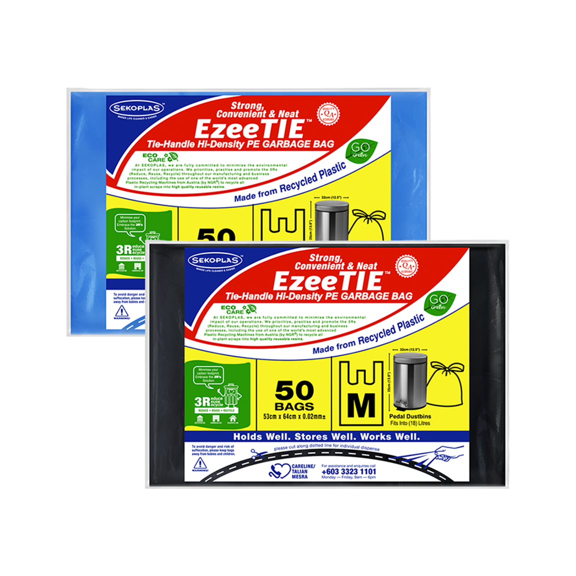 EzeeTIE™ HDPE Tie-Handle Garbage Bags (Medium)