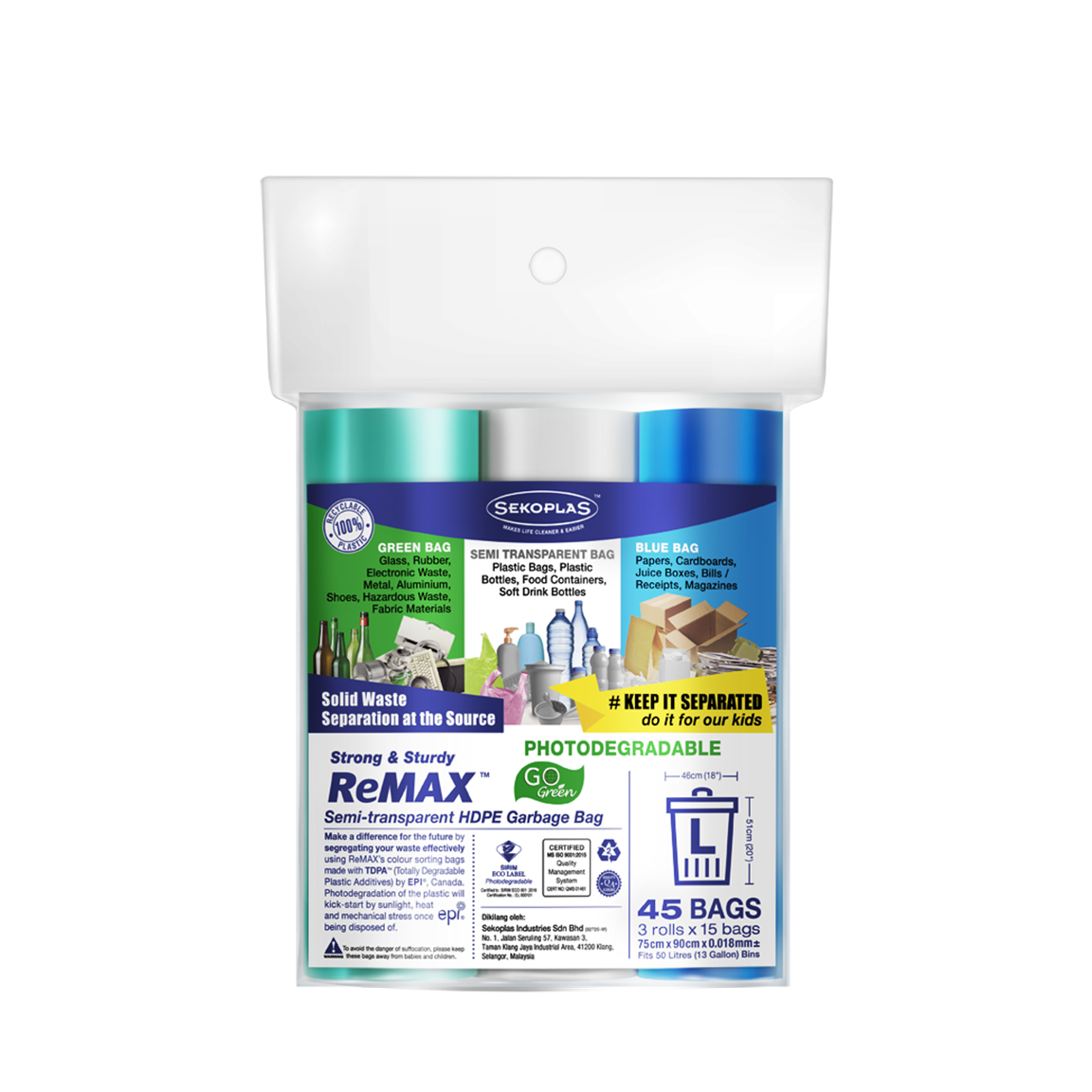 ReMAX™ 3-in-1 Roll Garbage Bags (Large)